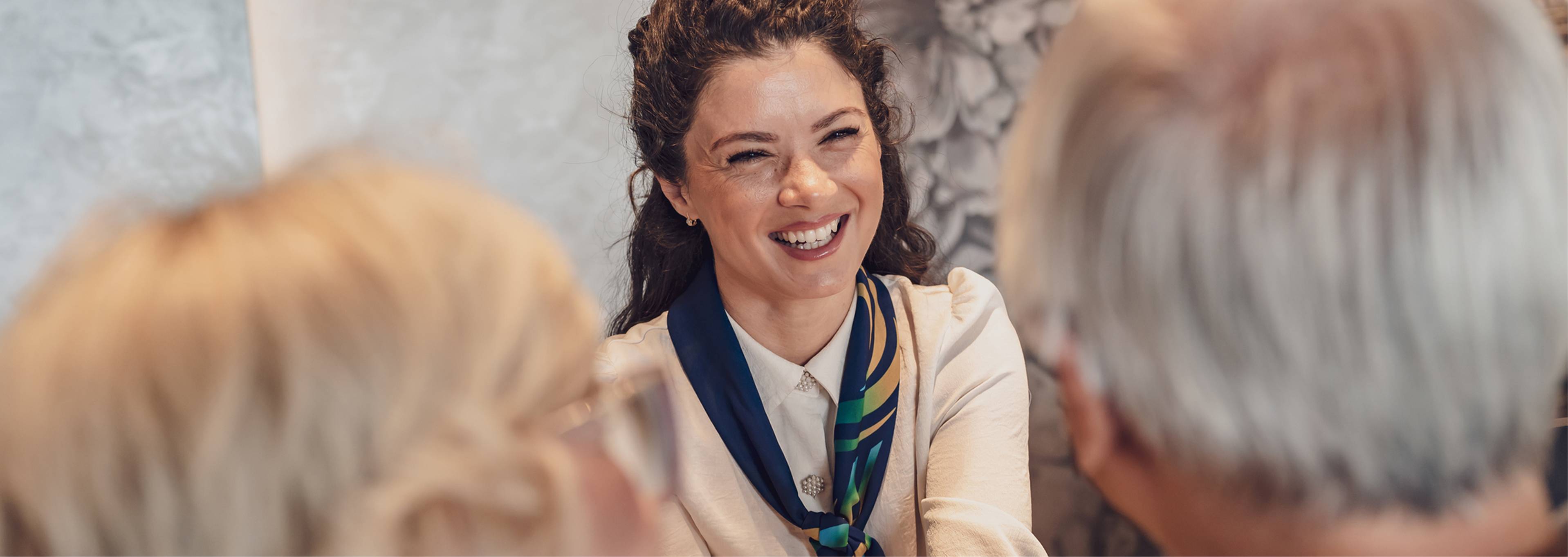 Team member speaking with residents