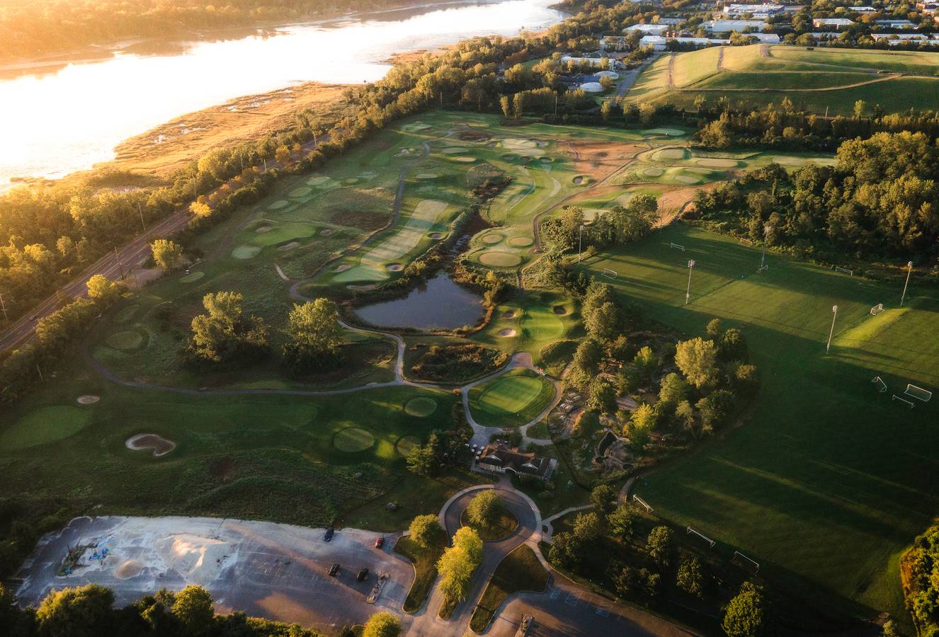 Aerial view of the Long Island Gold Coast landscape near The Sinclair
